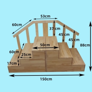 兒童發(fā)育康復訓練篩查智測評估專用雙向迷你實木扶梯木樓梯步梯